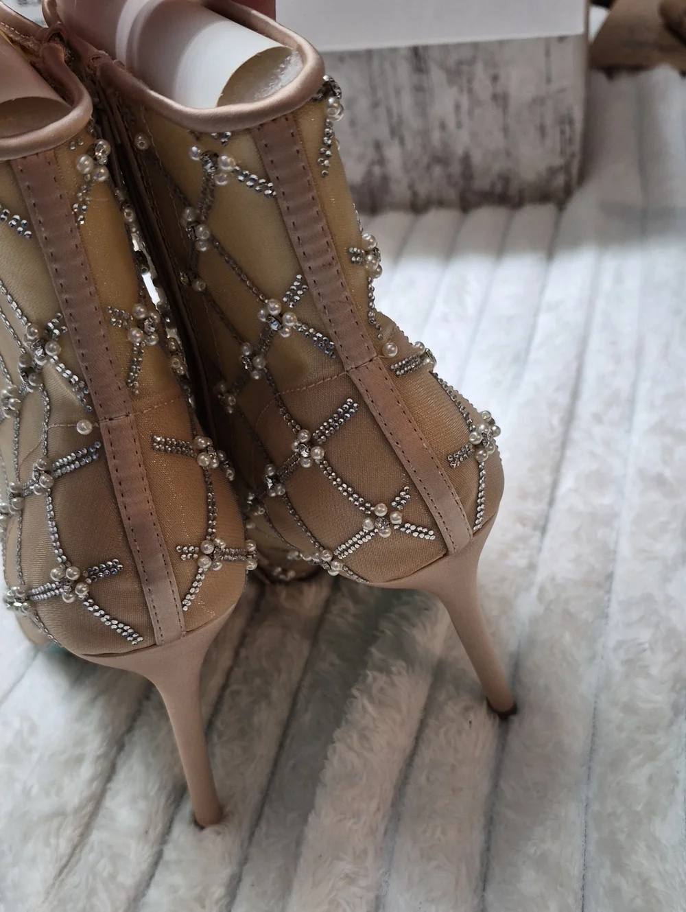 Betsey Johnson Larkk Embellished Mesh Dress Booties Women's New
